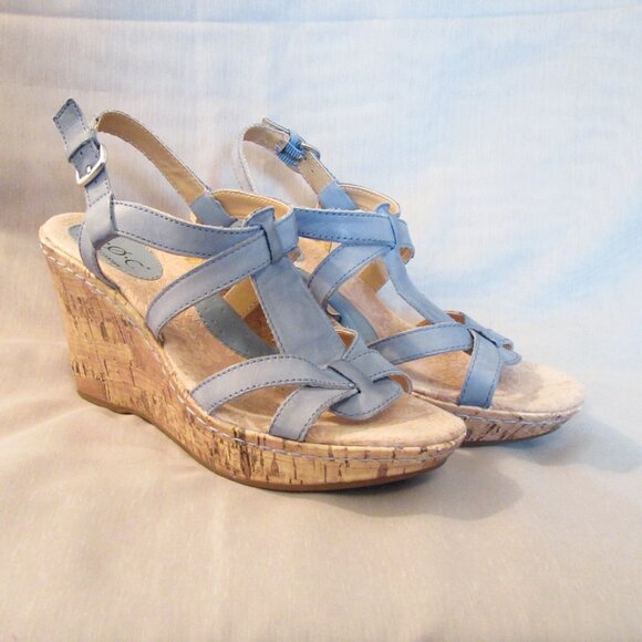 b. o. c. Summer Wedge Leather top Sandals, Cushy Insole, size 8 - Picture 3 of 6
